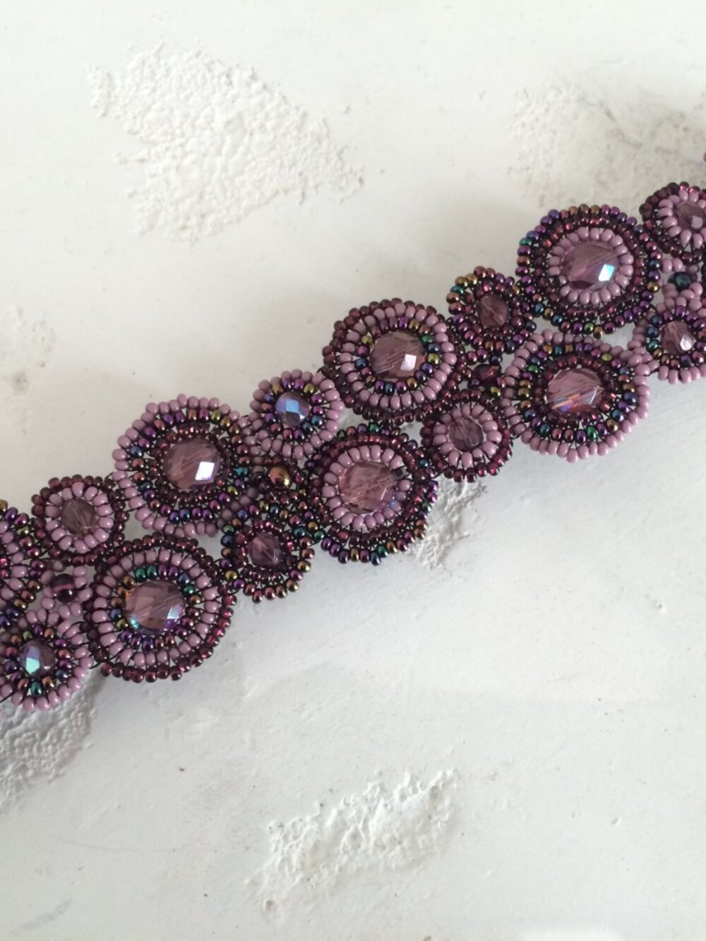 Czech Glass Bead "HALO" Bracelet PURPLE